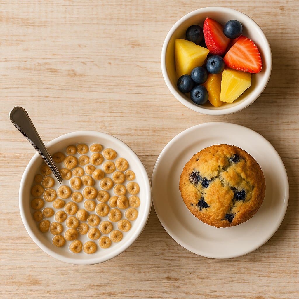 Kids — Cereal, Muffin & Fruit