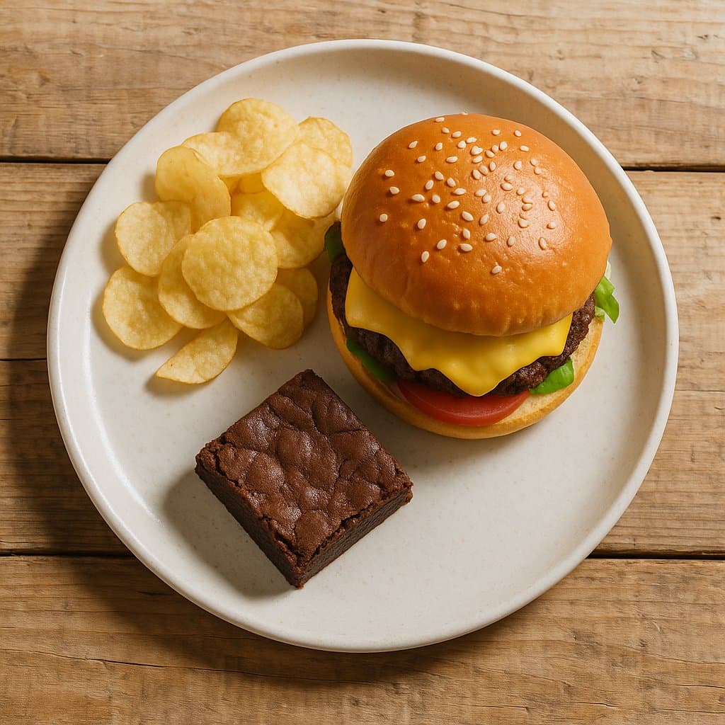Kids — Cheeseburger, Chips & Brownie
