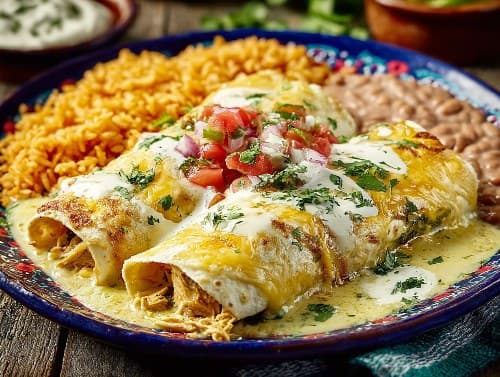 Loaded chicken enchiladas — a chef-prepared meal from the Flow Café market at Milk & Honey Ranch