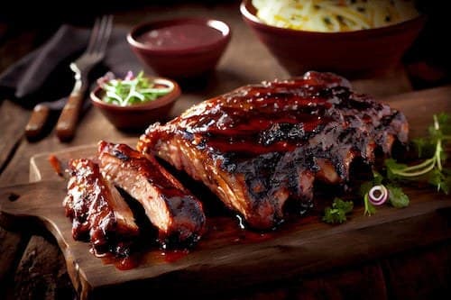 Dr Pepper smoked ribs — a chef-prepared meal from the Flow Café market at Milk & Honey Ranch